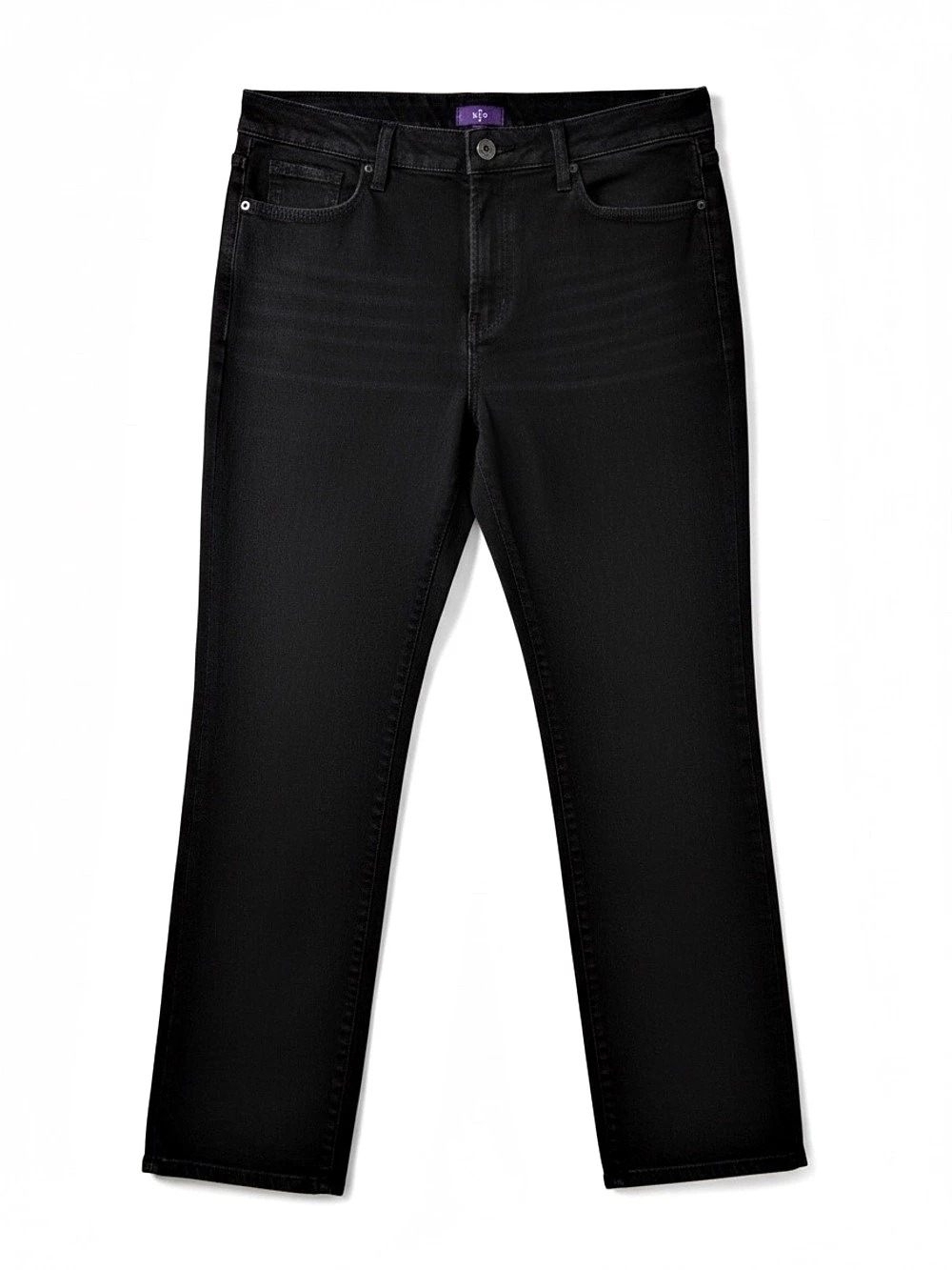 NYDJ Marilyn Straight Jeans with Embellished Back Pockets Deep Black,Stretch